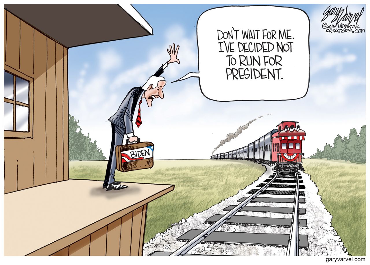 Political cartoon U.S. Joe Biden Election Train Station&amp;amp;nbsp;