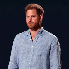 Prince Harry speaks onstage at the Global Citizen VAX LIVE concert