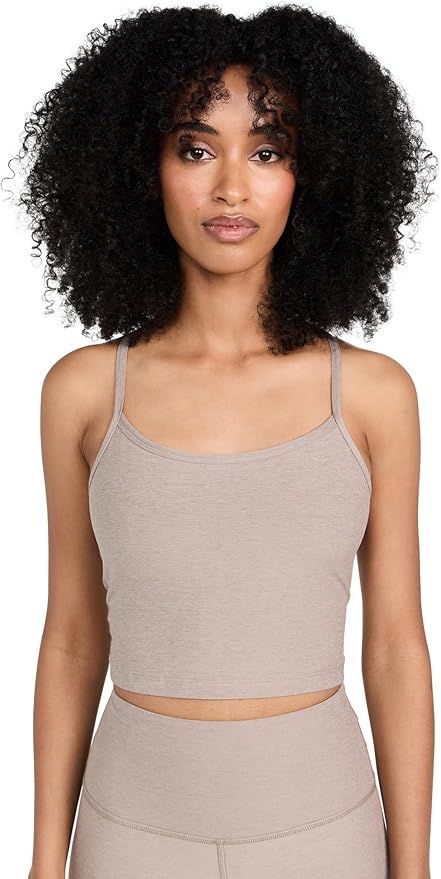 Beyond Yoga, Beyond Yoga Women's Spacedye Slim Racerback Cropped Tank, Birch Heather, Xx-Small