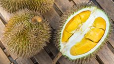 High angle view of Durian fruit