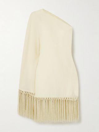 Piccolo Arno One-Sleeve Fringed Cady Mini Dress