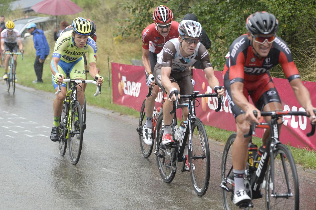 The riders in the select group battle it out