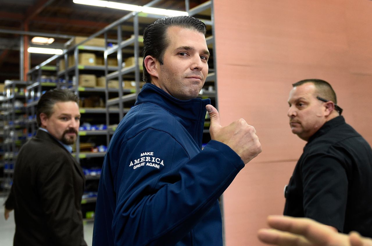 Donald Trump Jr. gives a thumbs up