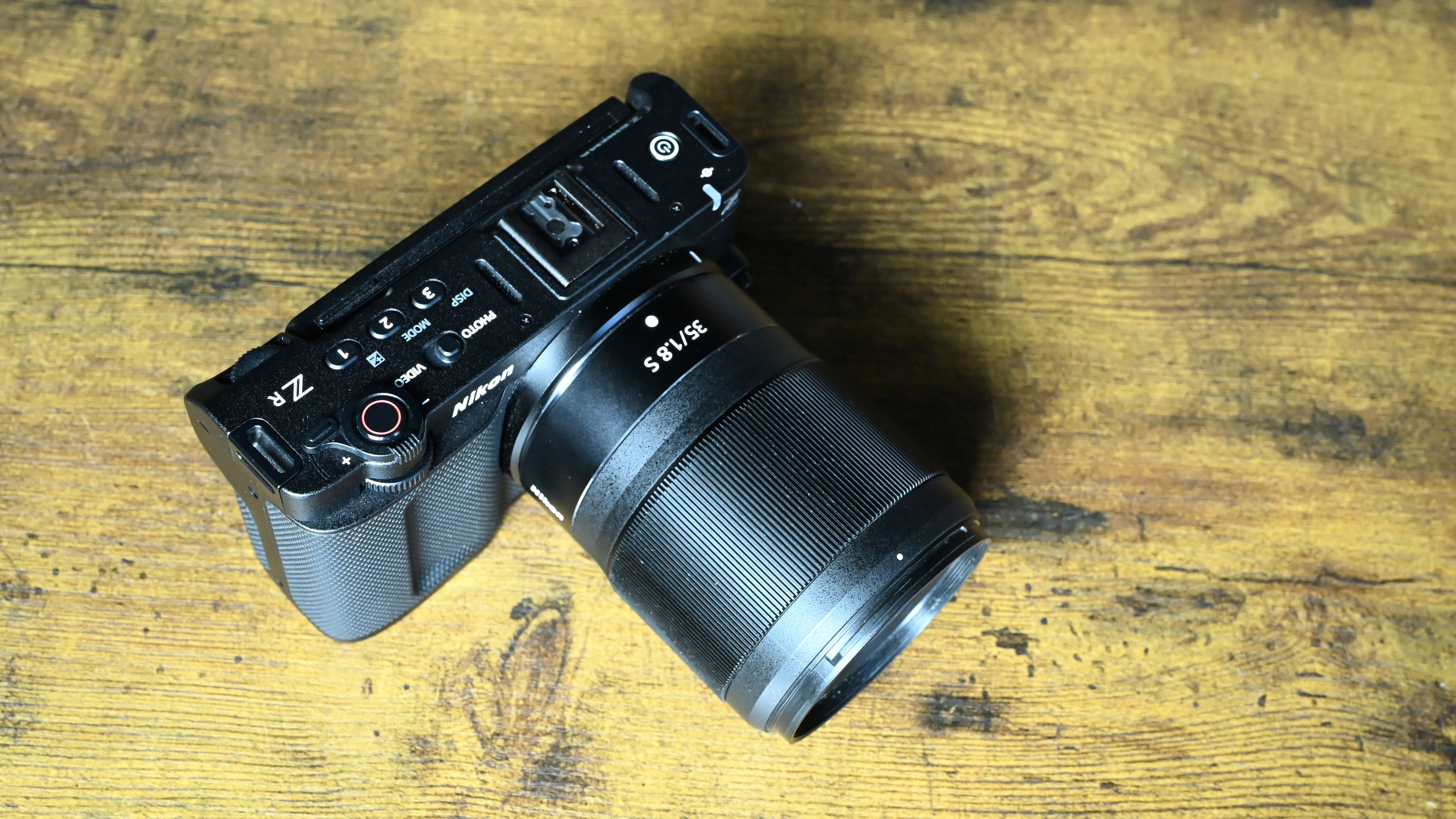 Nikon ZR video camera on a table