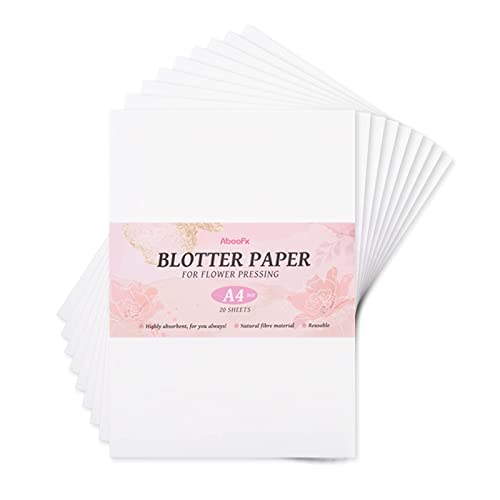 Aboofx 20 Sheets Blotting Paper for Flower Press, Large 8.26 X 11.8 Inch A4 Highly Absorbent and Reusable Blotter Papers for Flower Press Herbarium Craft Blotter Paper Sheets Papers Craft Supplies