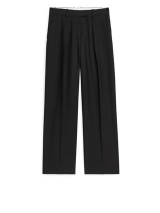 Wool Blend Twill Trousers - Black - Arket Gb