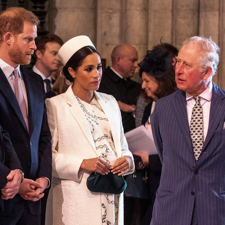 Britain's Meghan, Duchess of Sussex (2R) talks with Britain's Prince Charles, Prince of Wales (R) as Britain's Prince William, Duke of Cambridge, (L) talks with Britain's Prince Harry, Duke of Sussex, (2L) as they all attend the Commonwealth Day service at Westminster Abbey in London on March 11, 2019. Britain's Queen Elizabeth II has been the Head of the Commonwealth throughout her reign. Organised by the Royal Commonwealth Society, the Service is the largest annual inter-faith gathering in the United Kingdom. (Photo by Richard Pohle / POOL / AFP) (Photo by RICHARD POHLE/POOL/AFP via Getty Images)