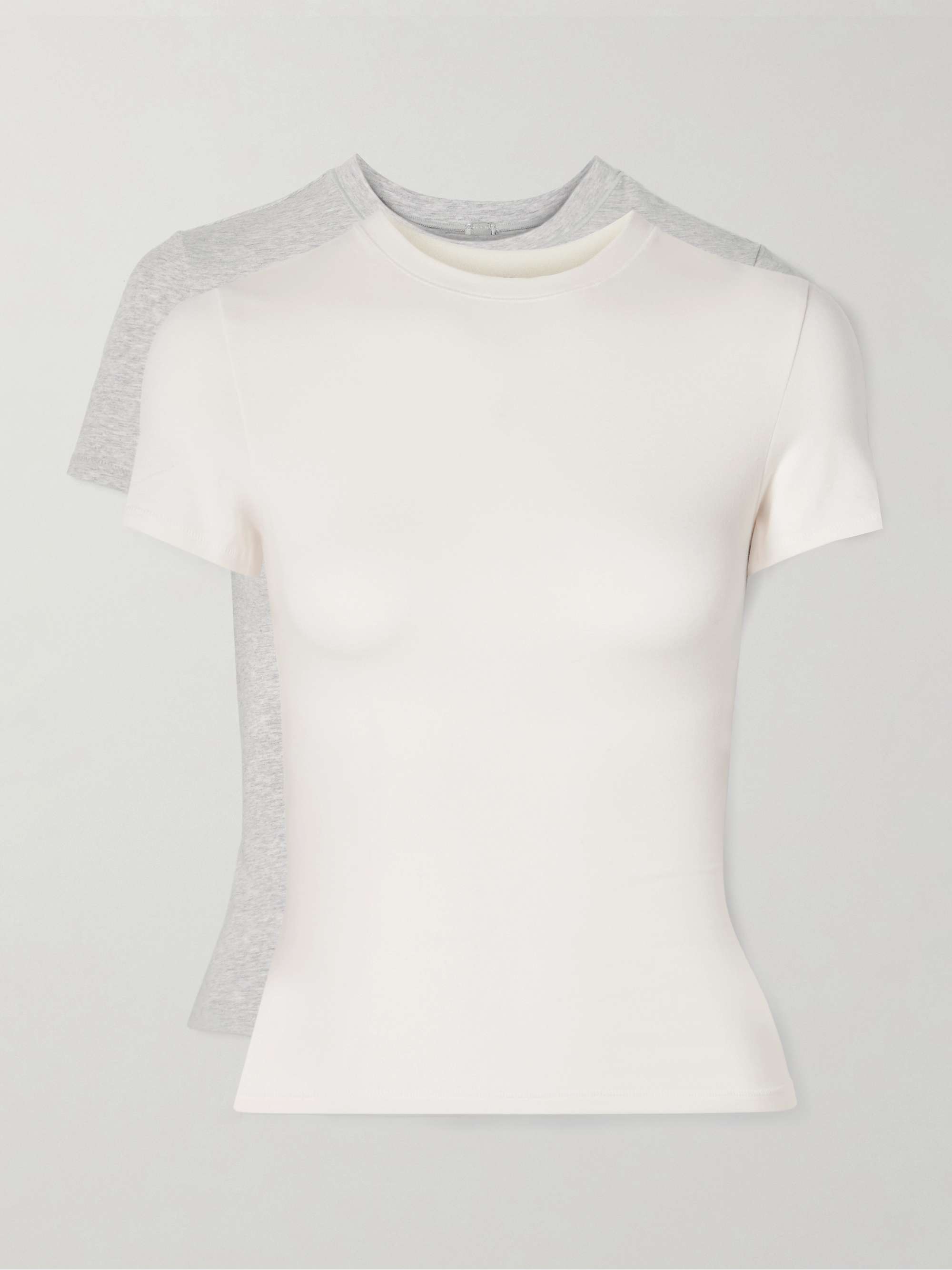 Set of Two Stretch-Cotton Jersey T-Shirts - Light Heather Grey, Marble