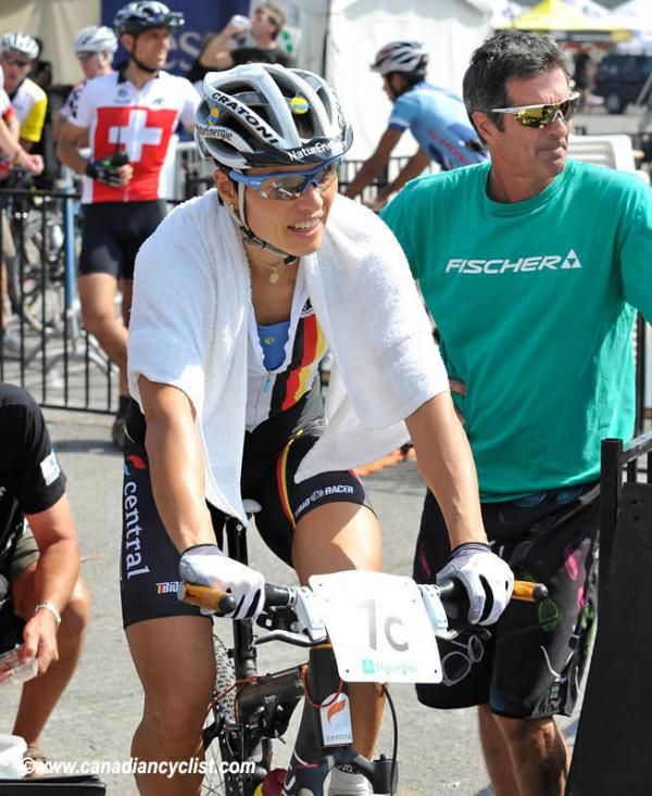 Sabine Spitz (Germany) waits to start