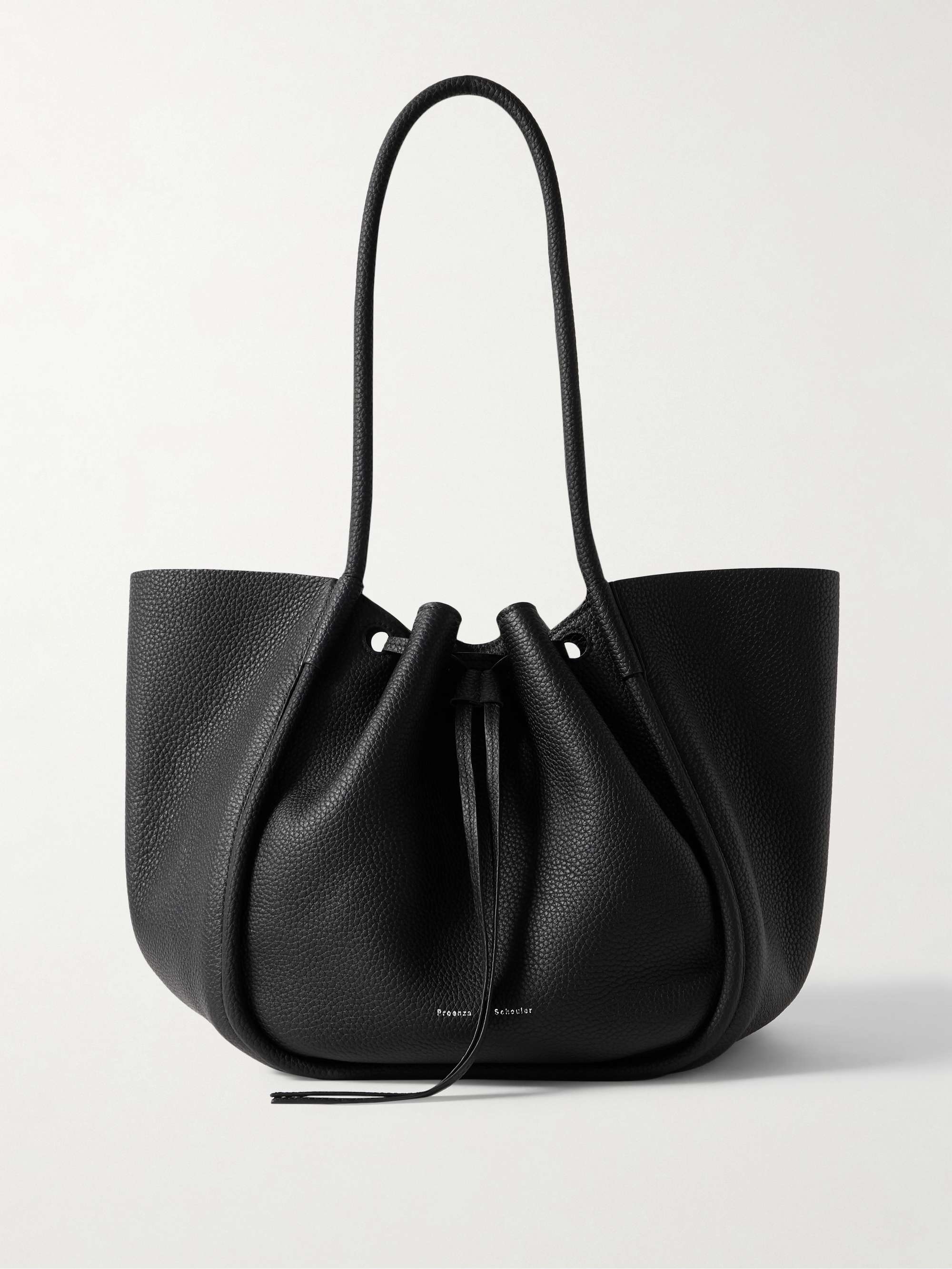 Large Ruched Textured-Leather Tote