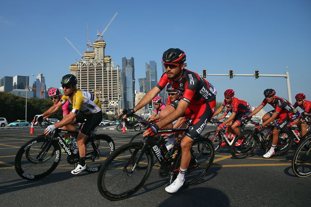 The riders round a bend in Doha on the final day