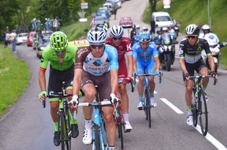 Oliver Naesen leading the break on stage 6 of the Critérium du Dauphiné