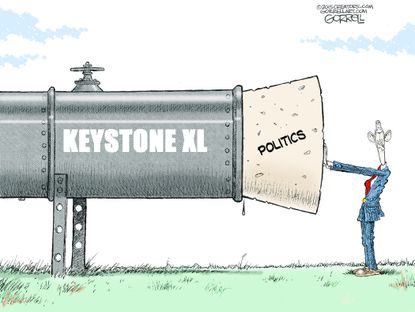 Obama cartoon Keystone XL Pipeline