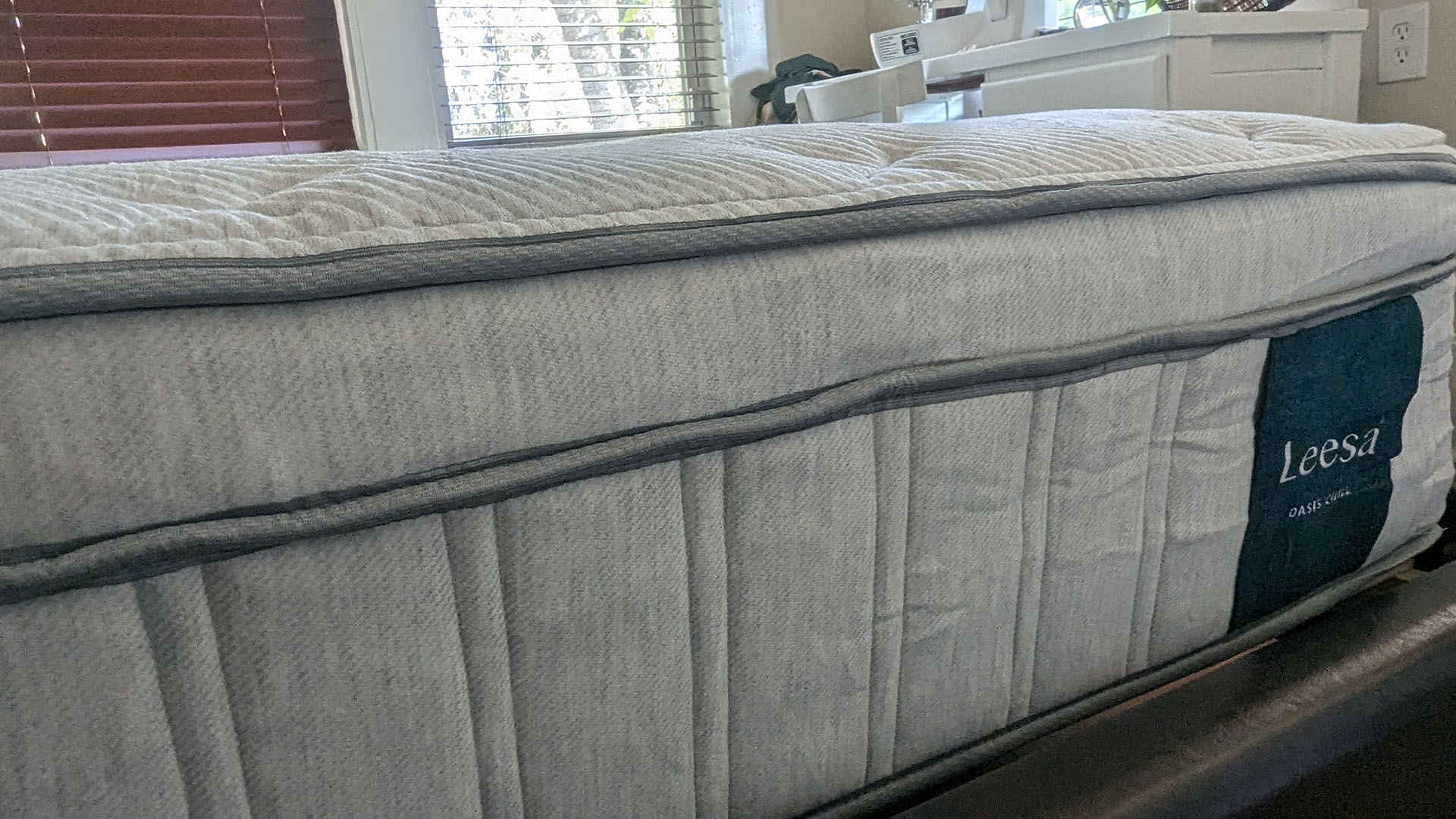 Leesa Oasis Chill Hybrid mattress set up in reviewer's bedroom