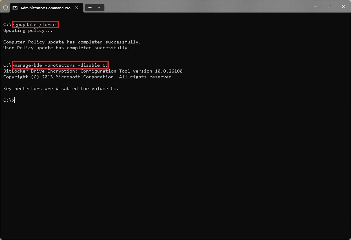 Command Prompt manage BitLocker