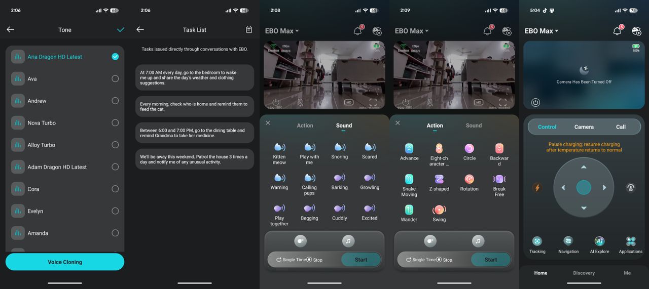 Enabot EBO Max all features in the app