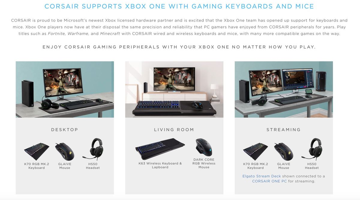 Corsair unveils compatibility for Xbox One mouse and keyboards (update