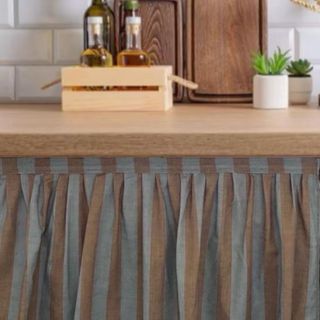 Striped cotton curtains for cabinets