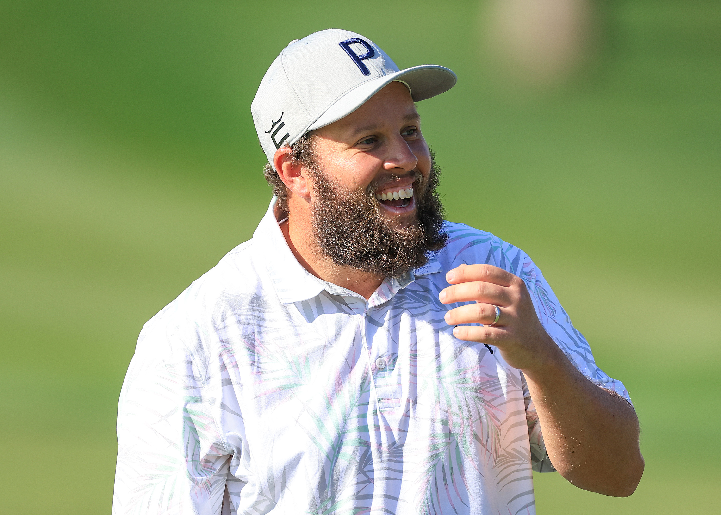 Andrew 'Beef' Johnston laughs during a DP World Tour event in 2024