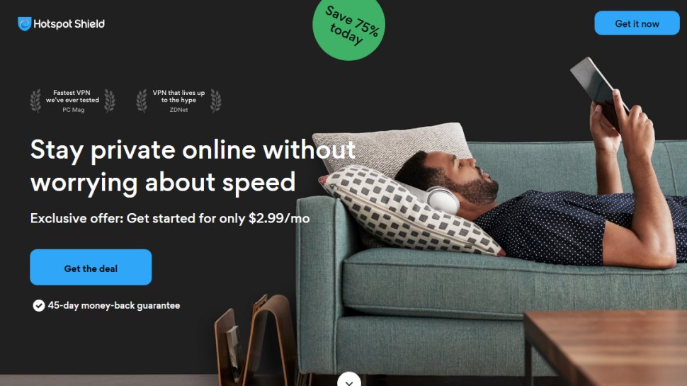 Website screenshot of Hotspot Shield (August, 2025)