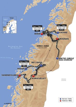 Race map for the 2016 Arctic Race of Norway