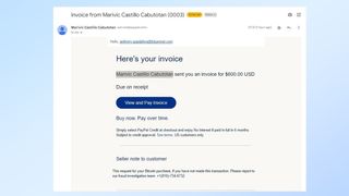 An email from PayPal about an unpaid invoice