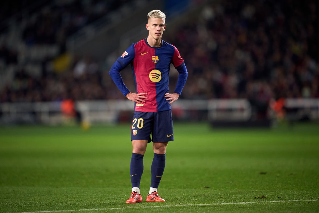 BARCELONA, SPAIN - DECEMBER 15: Dani Olmo of FC Barcelona reacts during the LaLiga match between FC Barcelona and CD Leganes at Estadi Olimpic Lluis Companys on December 15, 2024 in Barcelona, Spain. (Photo by Manuel Queimadelos/Quality Sport Images/Getty Images) Liverpool interested