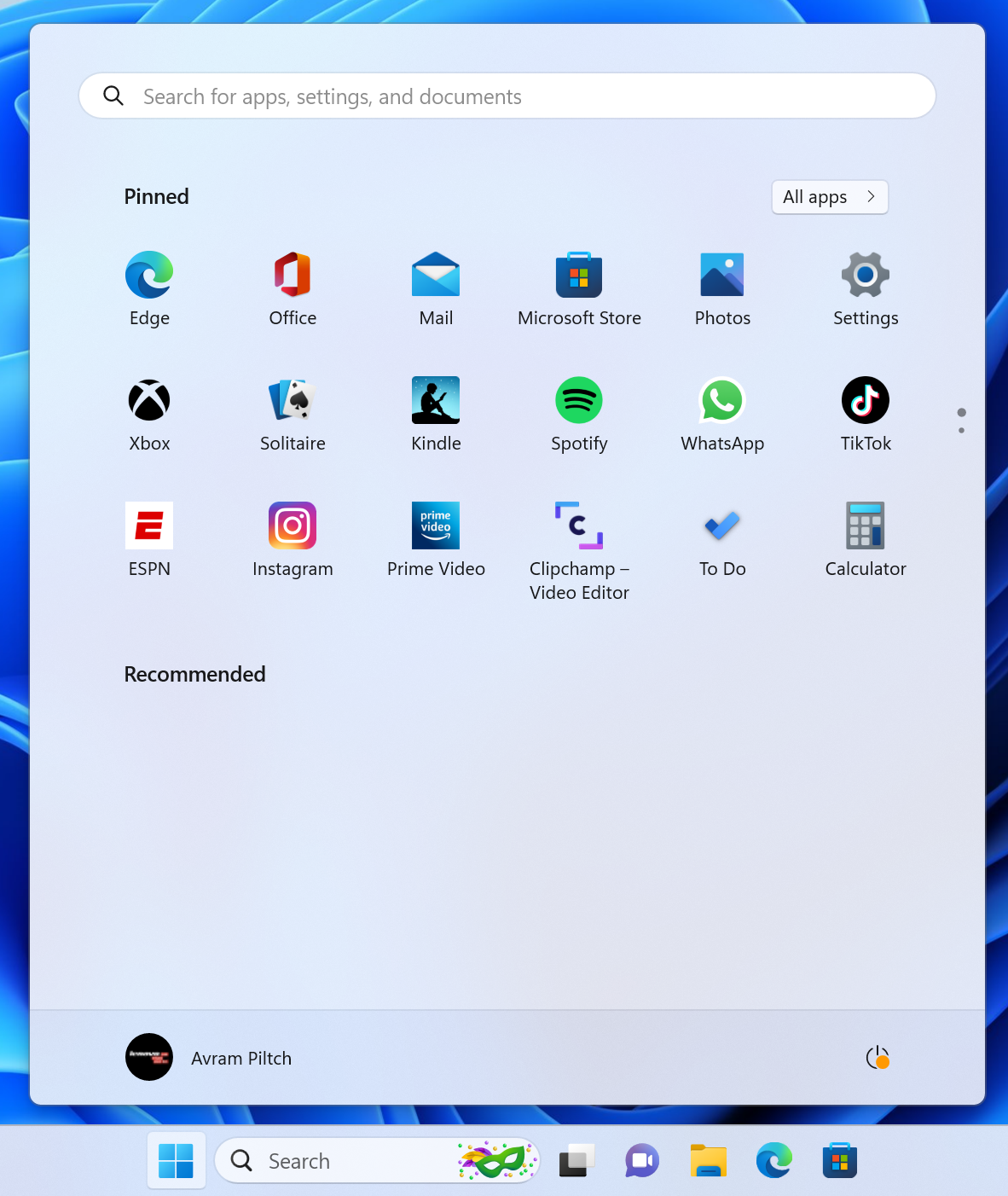 search box from Start menu