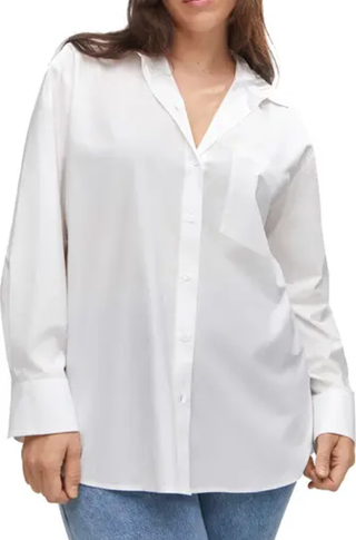 Mango Oversize Cotton Button-Up Shirt