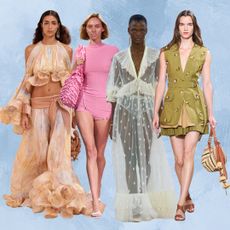 collage of models wearing summer clothes on the Spring 2025 runways