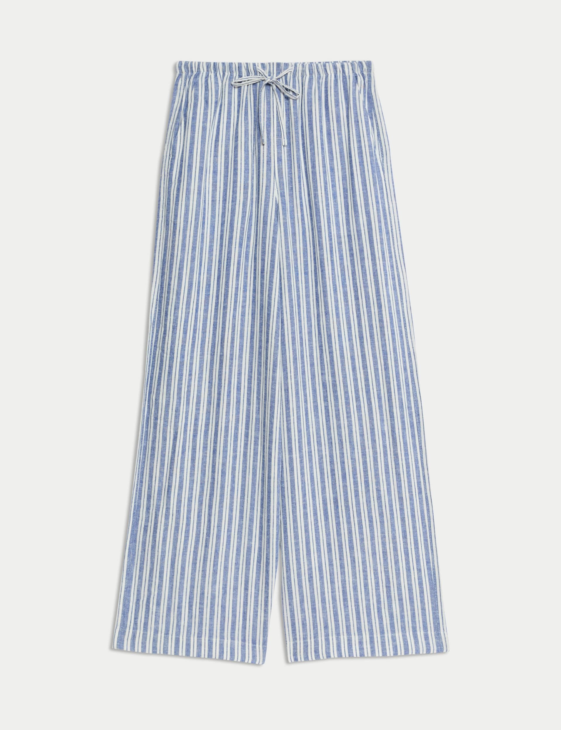 Linen Blend Wide Leg Trousers