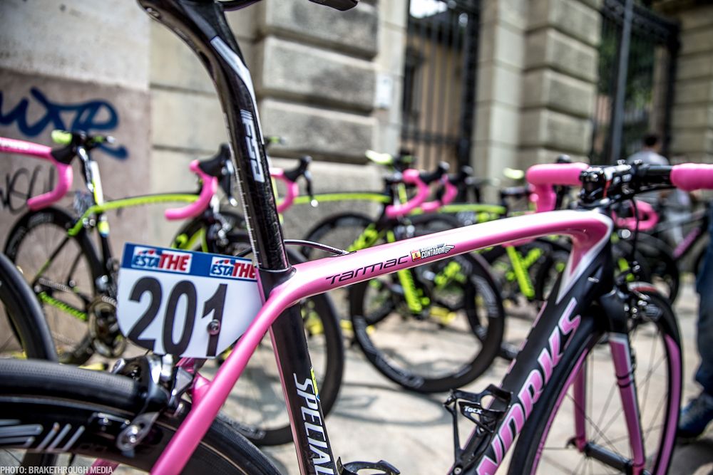 More custom paint scheme on Contador's bike.