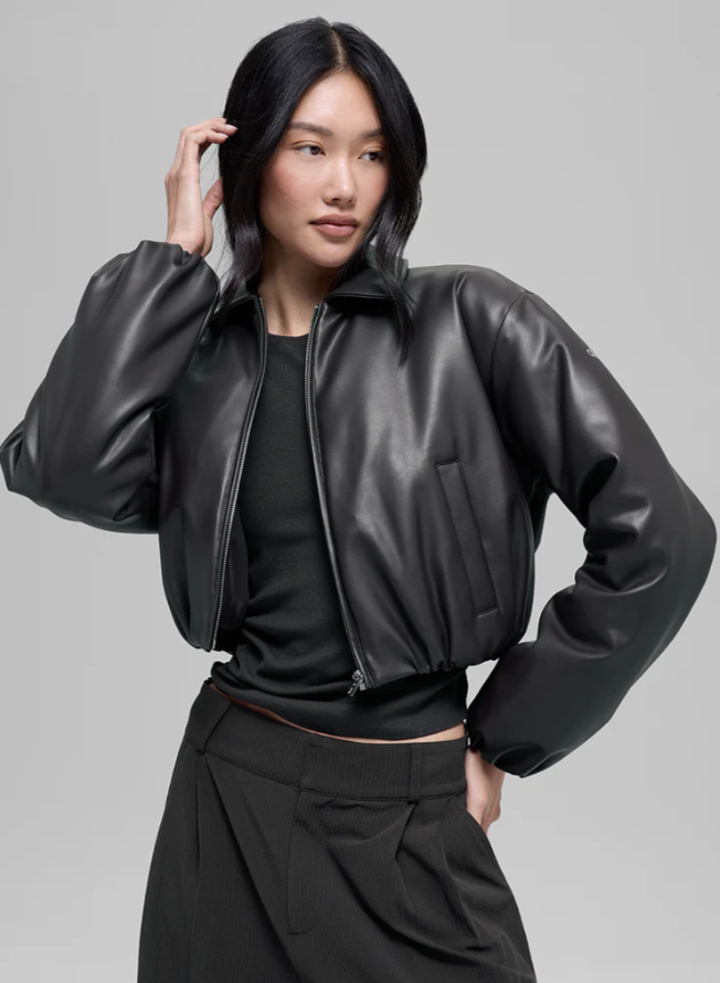 Faux Leather Cropped Premier Bomber