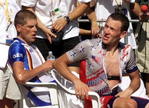 With Armstrong after the Olympic Games time trial in 2000