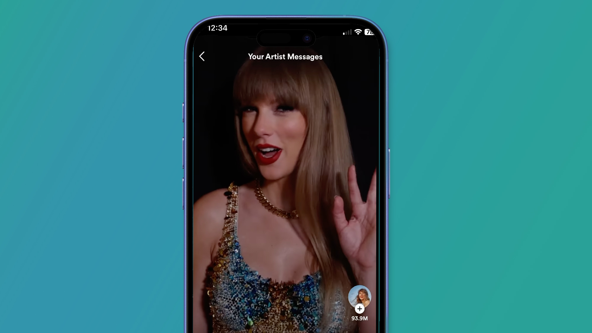 A fan video message from Taylor Swift on Spotify Wrapped 2023