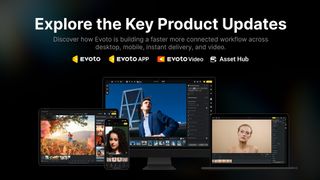 Evoto 8.0 update promotional image showing key product updates