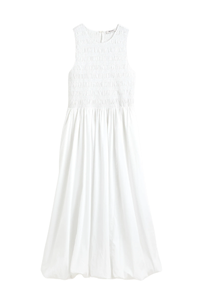 Madewell , The Melody Bubble-Hem Smocked Midi Dress in Poplin