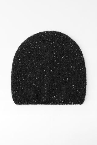 Sequined Knit Beanie Hat