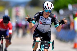 SARGENTES DE LA LORA SPAIN MAY 20 Grace Brown of Australia and Team BikeExchange celebrates at arrival during the 6th Vuelta a Burgos Feminas 2021 Stage 1 a 100km stage from Villadiego to Sargentes de la Lora 1013m VueltaBurgos BurgosFem UCIWWT on May 20 2021 in Sargentes de la Lora Spain Photo by Luc ClaessenGetty Images