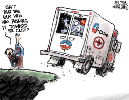 Political cartoon U.S. GOP health care Obamacare repeal failure