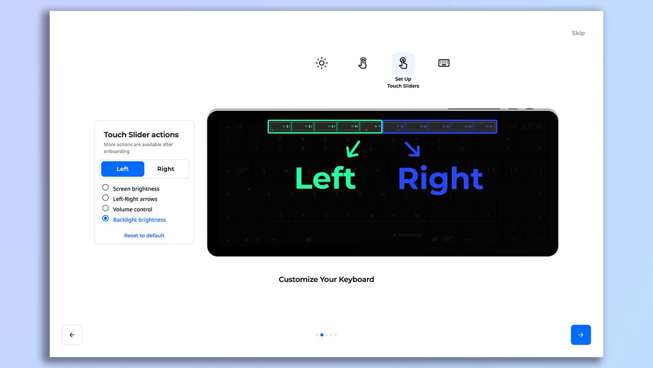 Screenshot of the Clevetura TouchOnKeys app