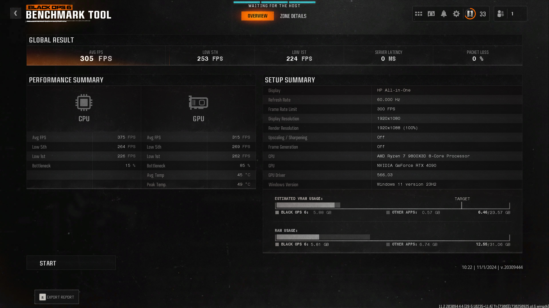 AMD Ryzen 7 9800X3D benchmark test in Call of Duty: Black Ops 6