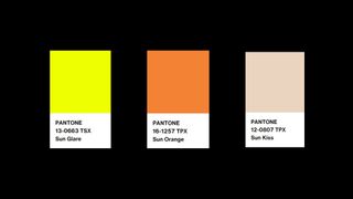 Three pantone colours - Sun Glare, Sun Orange and Sun Kiss. 