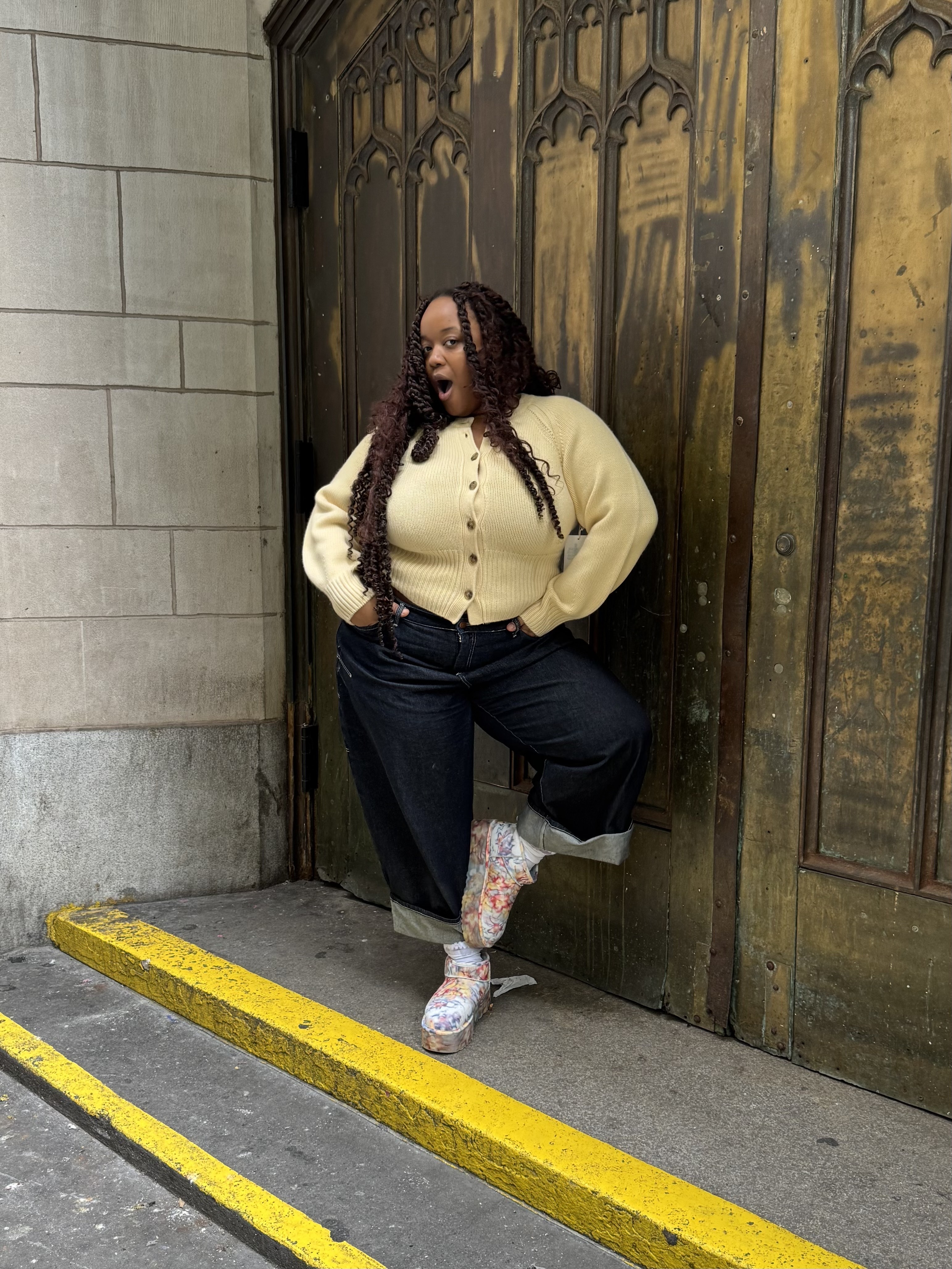 Ashlyn Delaney tests the guest in residence sweater.