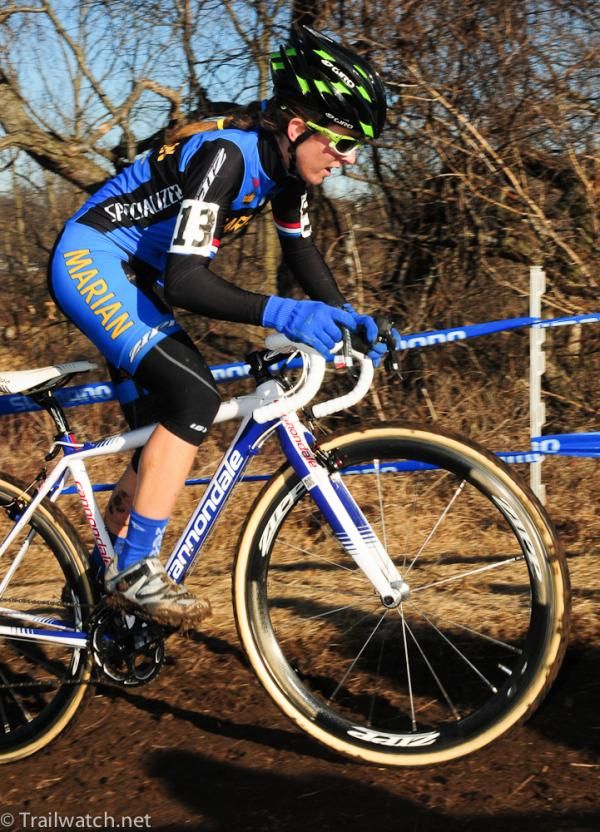 Kaitlin Antonneau (Marian University) on her way to the women&rsquo;s collegiate D1 victory.