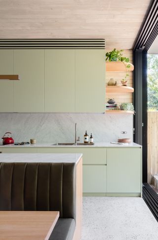 A pistachio colored kitchen