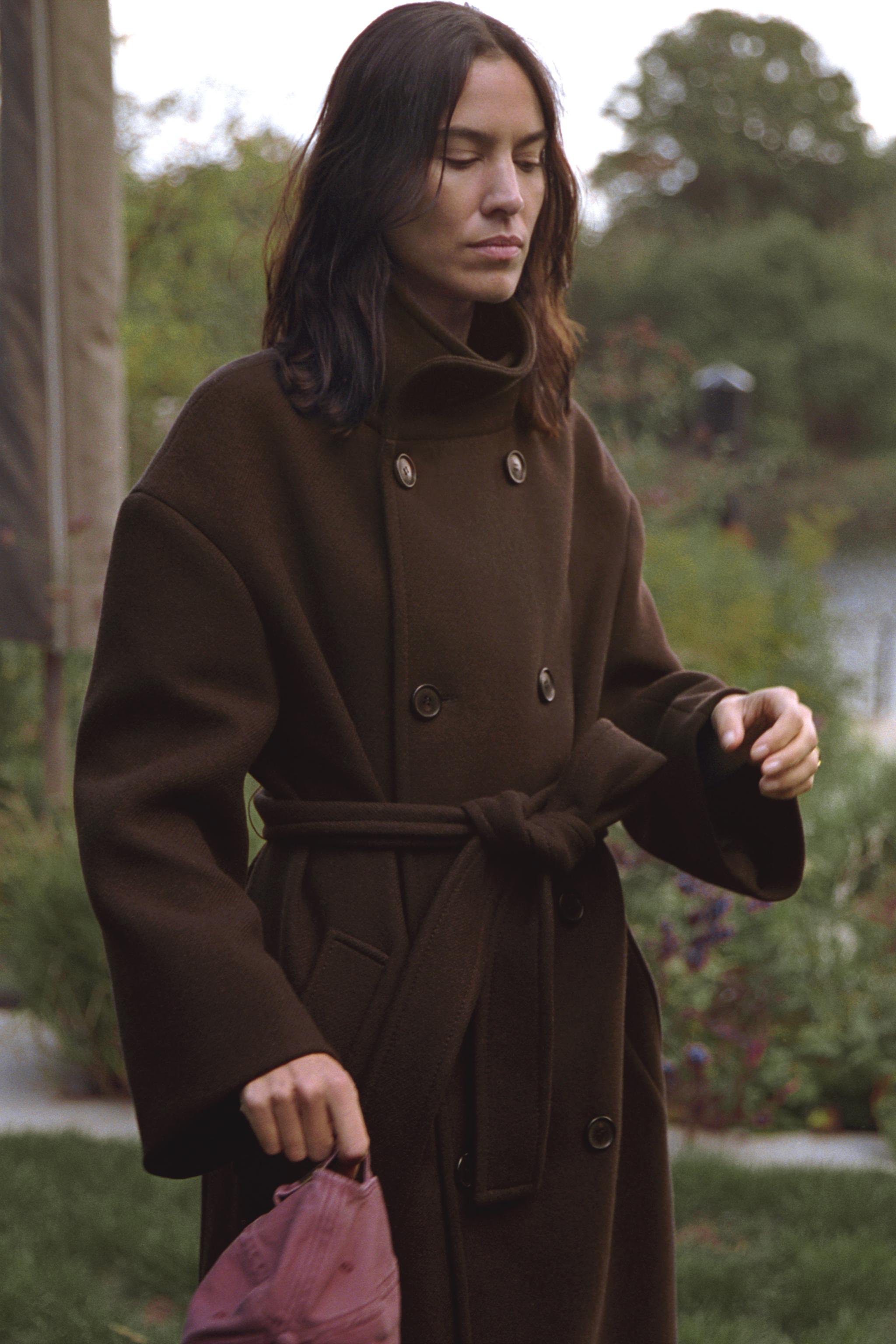 Oversized Wool Blend Coat Zw Collection