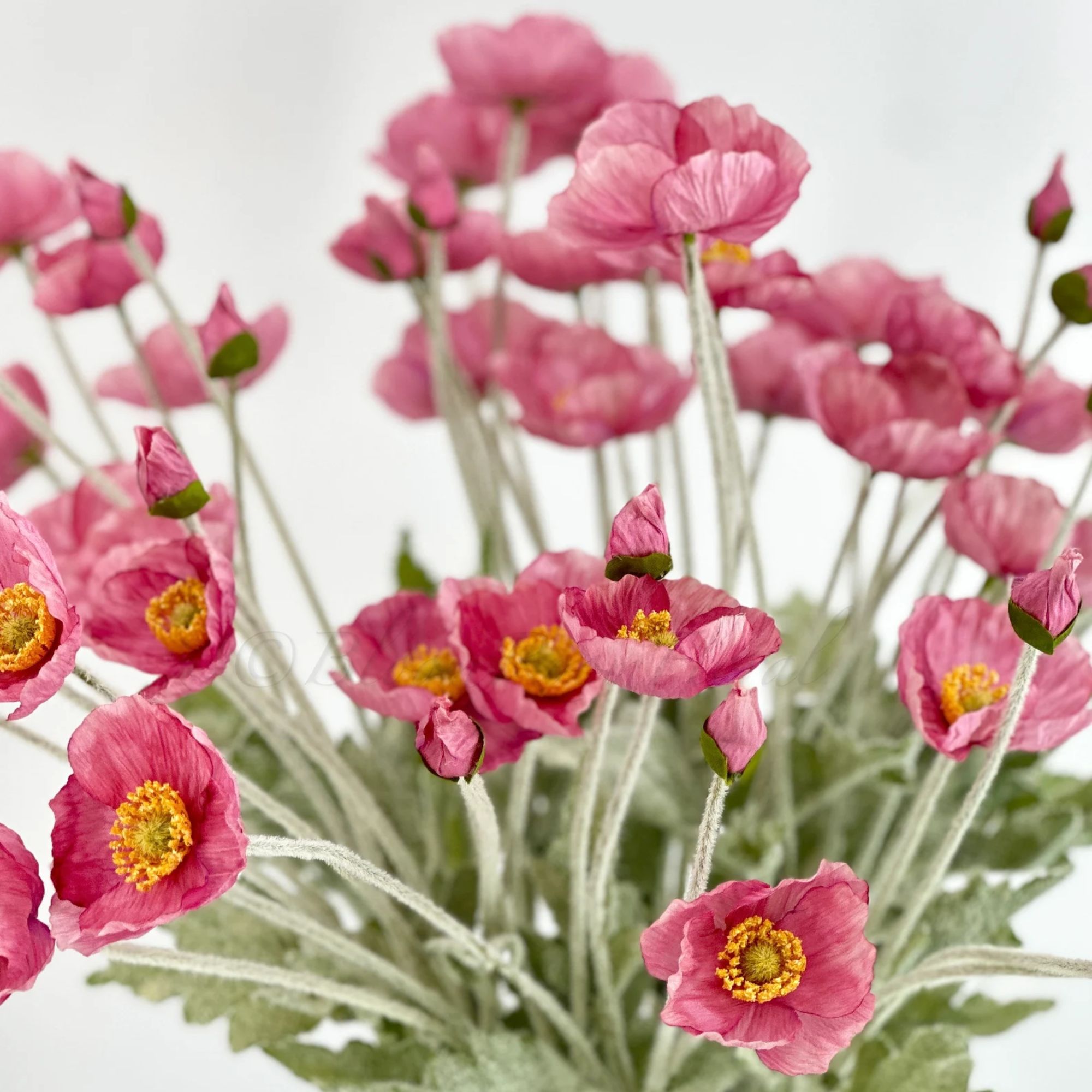 Hot pink faux poppy stems