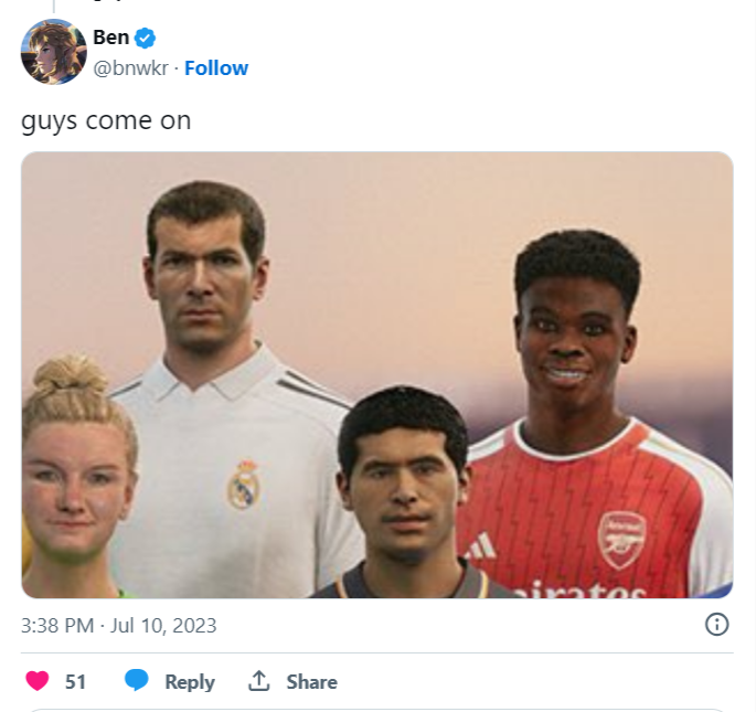 Players mocking the faces of EA Sports FC players.