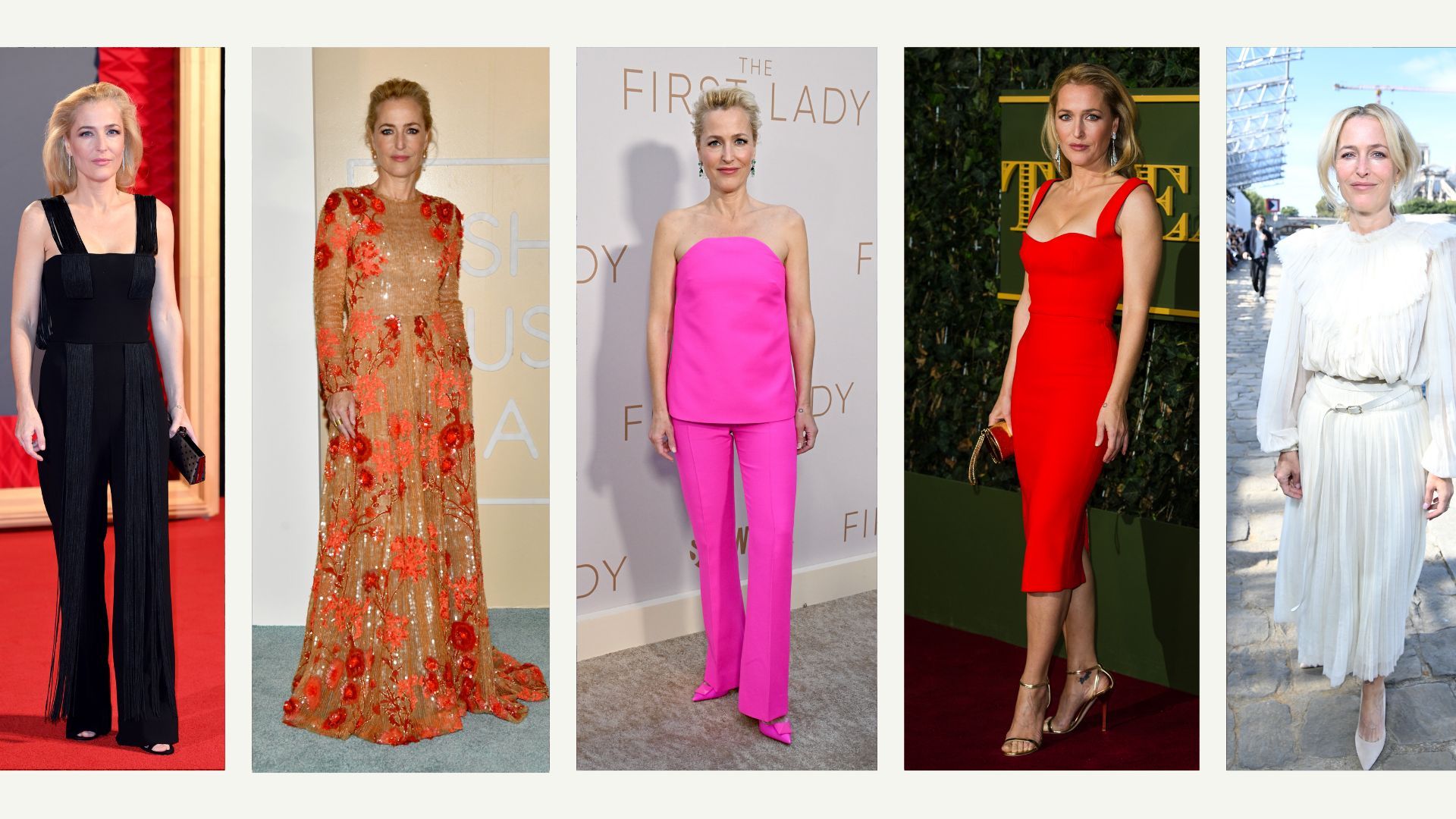Gillian Anderson's best looks, from sharp jumpsuits to dresses in rainbow  hues